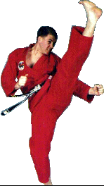 Younglove practicing front kick